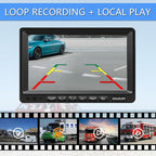 Backup Camera System with 9'' Quad Split 1080P Monitor for RV Trailer Semi Truck Camper Bus & 4 AHD Rear Side View Camera with DVR Record Function Night Vision IP69 Waterproof Avoid Blind Spot DOUXURY