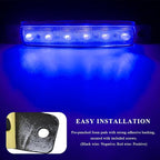 Sun Walker 8 PCS LED Rock Strip Lights, 3.77 Inch Waterproof 6 LED Car Side Marker Clearance Lamps, Wheel Fender Well Lighting Kits Exterior Underglows for Car Truck Trailer (Blue)
