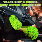 Car Wash Mitt, 2 Pack Premium Chenille Microfiber Wash Mitt, Scratch-Free & Lint-Free, Rich Foam, Highly Absorbent, Perfect for Car Washing and Detailing, 7.12''X10.14''