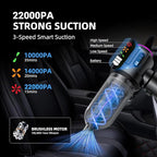 Cordless Vacuum Cleaner - 22000PA Handheld Car Vacuum, 4-in-1 Portable Mini Air Duster Rechargeable, 3-Speed Small Powerful Gadgets & Gifts, for Home, Office, Mattress, Carpet, Pet (Black)