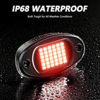 GSRECY Rock Lights Ultra Bright LED Neon Underglow Lights Waterproof for Trucks Pickup SUV UTV ATV RZR Car Boats Motorcycle (Red, 4 Pods)