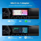 2026 X1 USB-A Wireless CarPlay Android Auto Adapter 2-in-1, Alloy & 2.5D Glass Build Mini Car Play Dongle, Wired to Wireless Converter, Dual 5G Chips, OTA, Plug & Play, for iPhone & Android Phone