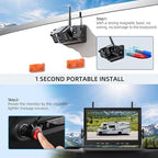 eRapta Magnetic Wireless Backup Camera Kit with HD1080P 10” DVR Monitor, Dual RV/Trailer/Truck/Tractor Cameras Wireless System, No Wiring, 9600mAh Rechargeable Battery, IR Night Vision-ACT1002