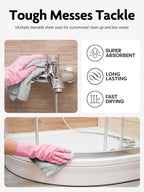 Fantasticlean Microfiber Cleaning Cloth Roll -60 Pack, Tear Away Microfiber Towels, 12" x 12", Reusable, Washable, Lint Free, Ultra Absorbent Dishcloth for All-Around Cleaning (Pink & Grey)