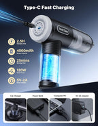 Car Vacuum Portable Cordless, 9000Pa Handheld Vacuum Mini Vacuum Cleaner High Power with Best Suction, 4 in 1 Air Duster Portable Vacuum for Car Keyboard Home Pet Hair with Multi-Nozzles
