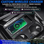 Wireless Car Charger for BMW X3/X4 2022 2021 2020 2019 2018, OEM Custom Fit with QC3.0 USB Wireless Fast Phone Charging Pad for BMW X3/X4/X3M/X4M G01 G02 Center Console Interior Accessories