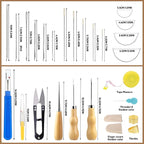 Morfen Upholstery Repair Kit, 71 Pcs Leather Sewing Kit, Leather Stitching Kit with Upholstery Thread, 3 Sewing Awl, Hand Sewing Stitching Needles, for Carseat Sofa Craft DIY