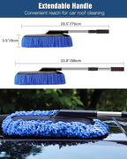 YeewayVeh Car Duster Exterior Scratch Free Microfiber Car Cleaning Brush, Extendable Handle Pollen and Dust Brush for Truck, SUV, Vehicles and Home Cleaning, Blue