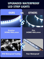 YM E-Bright 4Pcs Led Strip Lights for Car, 24inch Waterproof IP68 Car Underglow Strip Lights Decoration 36SMD 12V Led Interior Exterior Lights Strip for Cars Motorcycles Truck Golf Cart Boat - White