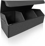 Fyzeoty Car Organizers for Trunk for Suv Sedan, Leather Storage Box,Extra Large,Magnetic Lid,Collapsible and Adjustable, S004, Black