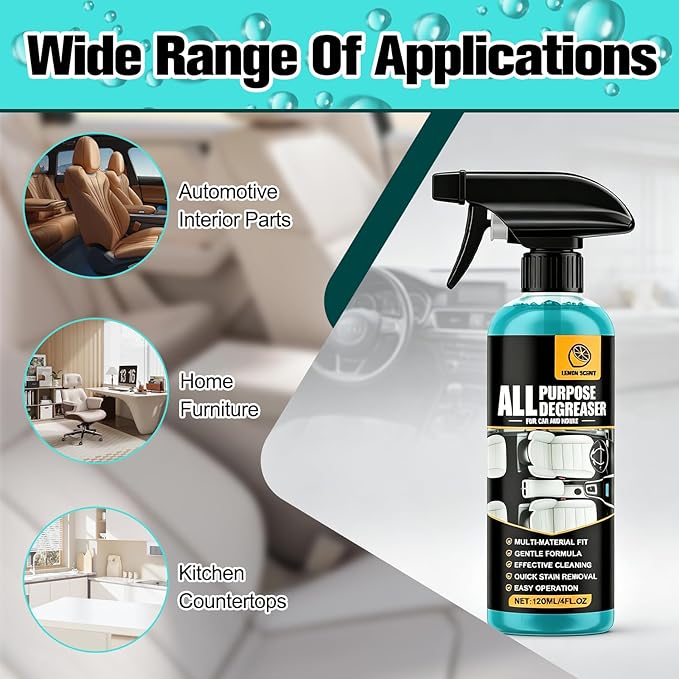 2Pcs All Purpose Degreaser for Car and House, Lemon Scent Mulit Heavy-Duty Cleaning Spray, Car and House Multi-purpose Cleaning Spray, Quick Stain Removal For Cars Kitchen Bathroom
