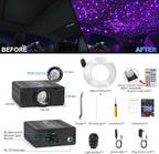 Fiber Optic Car Starlight Headliner Kit, Sound Activated RGBW 16W 450pcs*0.03in*9.8ft Fiber Strands Starlight Kit with APP& Remote Controlled, Star Lights for Ceiling Car Roof/Home Decor