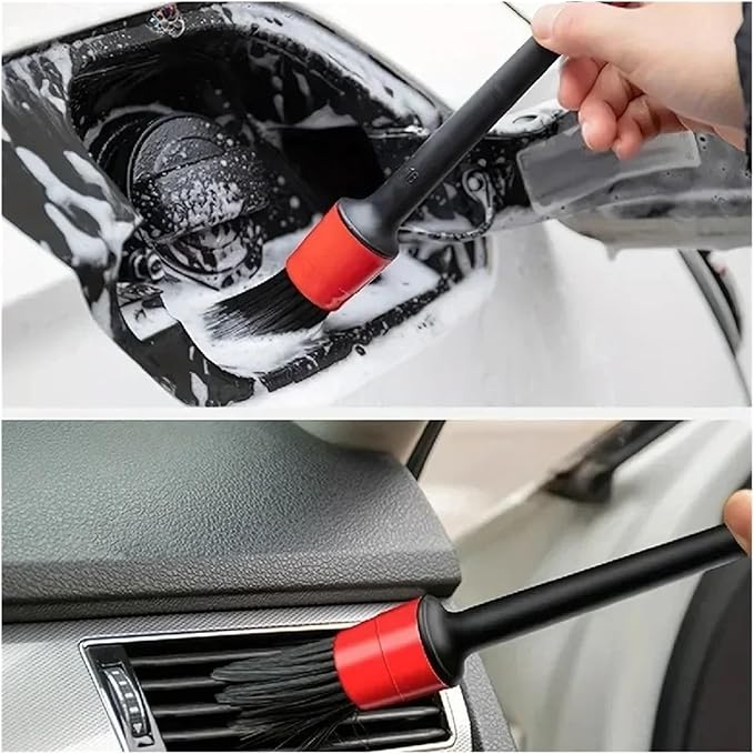 Car Wash Care Detailing Brush Set For Cleaning Wheels Dashboards Vents And More Car Cleaning Brushes Car Accessories(Gloss black)