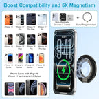MagSafe Phone Ring Holder, 360° Rotation Magnetic Phone Grip Kickstand with Double-Sided Magnet Mag Safe Finger Ring Stand for Samsung S26 S25 FE S24 Ultra iPhone 17/16/15/14 Pro Max Google Pixel 10a