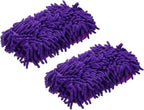 HARFINGTON 2pcs Car Wash Sponge 8.7" x 4.3" Chenille Microfiber Mitt Scratch-Free Absorbent Scour Scrubber Cleaning Sponge for Washing Detailing on Cars, Trucks, SUV, Boats, RVs, Purple