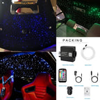 AZIMOM 16W Twinkle & Sound Activate Mixed430pcs*9.8ft Fiber Optic Starlight Headliner Kits for Car Home Star Ceiling Sky Decoration, APP& Remote Control Light Engine End Glow Fiber Strands