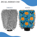 Qilmy Orange Pumpkins Microfiber Chenille Car Wash Sponge Scratch Free Car Wash Mitt Absorbent Mitt Sponge for Trucks SUVs Car Washing Home Cleaning, Medium