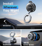 Coolpow【Newest Vacuum Magnetic Phone Holder for Car Phone Holder Mount【Movable Vacuum Suction】 Magsafe Car Mount Cell Phone Holders for Your Car Accessories for Women Men for iPhone 17 16 15 14 Kits