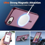 SUPFINE Magnetic for iPhone 17e Case/iPhone 16e Case (Compatible with MagSafe)(Military Grade Drop Protection) Slim Translucent Matte Shockproof with Anti-Fingerprint Phone Case,Wine Red