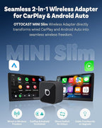 OTTOCAST Mini Slim, 2026 Upgrade 2in1 Wireless CarPlay & Android Auto Adapter, Plug & Play, WLAN Dual-Band 2.4G+5G, Auto Reconnect, Compatible with After 2016 Cars with Wired CarPlay/AA (USB Type-C)