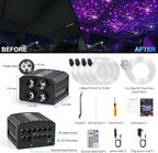 Car Starlight Headliner Kit, 4 Colors 32W Twinkle & Meteor Fiber Optic Ceiling Lights, 2 in 1 Light Engine 1200pcs*0.03in*13.1ft+240 RGBW Shooting Stars Lights for Car Roof Décor