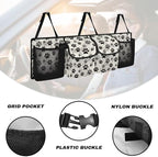 Black Dog Paw Print Trunk Hanging Storage Bag Large Capacity Car Back Seat Organizer with 4 Storage Bags,Space Saving Expert