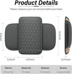 Amiss Car Center Console Cover, Upgraded Leather Car Armrest Cushion with 2 Storage Pockets, Universal Waterproof Cushion Pad, Non-Slip Car Interior Accessories, Fits Most Sedans SUVs Trucks (Gray)