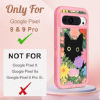 for Google Pixel 9 Case/Pixel 9 Pro Case - Compatible with MagSafe Women Girls Cute Magnetic Protective Cover Girly Cat Flower Floral Design Heavy Duty Shockproof for Pixel 9/9 Pro Phone Case