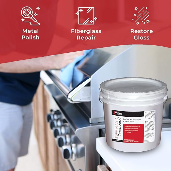 Shurhold Buff Magic Compound - Ultimate Restoration for Oxidation & Rust | Buffing & Polishing Pads for Metal & Gelcoat