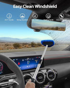 25.5” Windshield Cleaner Tool, Longer & Strong Absorbent Car Window Cleaner with 5 pcs Washable Pads and 2 pcs Spray Bottles for Car and Home Window, Blue