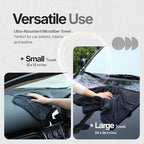 Crystal Clean 1300GSM Car Drying Towel - XL (24x36) Microfiber Towels for Cars with Double Twisted Loop, Professional Detailing Towel for Car Detailers - Quick Dry, Paint Safe & Swirl-Free