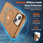 SUPFINE Magnetic for iPhone 15 Case (Compatible with MagSafe) (Military Grade Drop Protection) Translucent Matte Shockproof with Anti-Fingerprint Phone Case,Brown