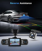 4 Channel 360 Dash Cam Front and Rear Inside Left Right, Dash Camera for Cars, Built-in Night Vision, Sensitive Motion Detection 24/7 Recording Parking Mode Monitor Reversing Help