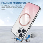 Guppy Compatible with iPhone 16 Pro Max Magnetic Case, Magnetic Gradient Case with Charging, Gradient Glass Back Cover with Lens Film-Pink