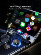 USB-C Wireless CarPlay & Android Auto Adapter, Plug-in Dongle Converts Factory Wired CarPlay/Android Auto to Wireless (Gloss Black, USB-C)