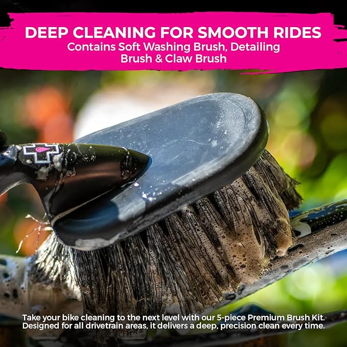 Muc-Off Waterless Bike Wash 750ml + 5x Premium Brush Set | No Water Bike Cleaner with Biodegradable Formula | Spray and Wipe Easy Bike Cleaning | Streak-Free Spray Cleaner Safe on Carbon Fibre