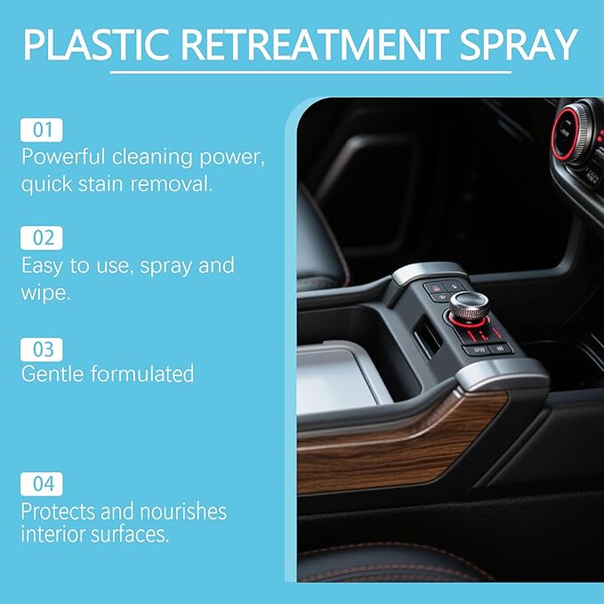 Plastic Restorer for Cars, Car Trim Restorer, Auto Detailing for Refreshing Faded Plastic, Leather, Vinyl and Rubber Trim with Polish, Long Lasting Care (2Pcs)