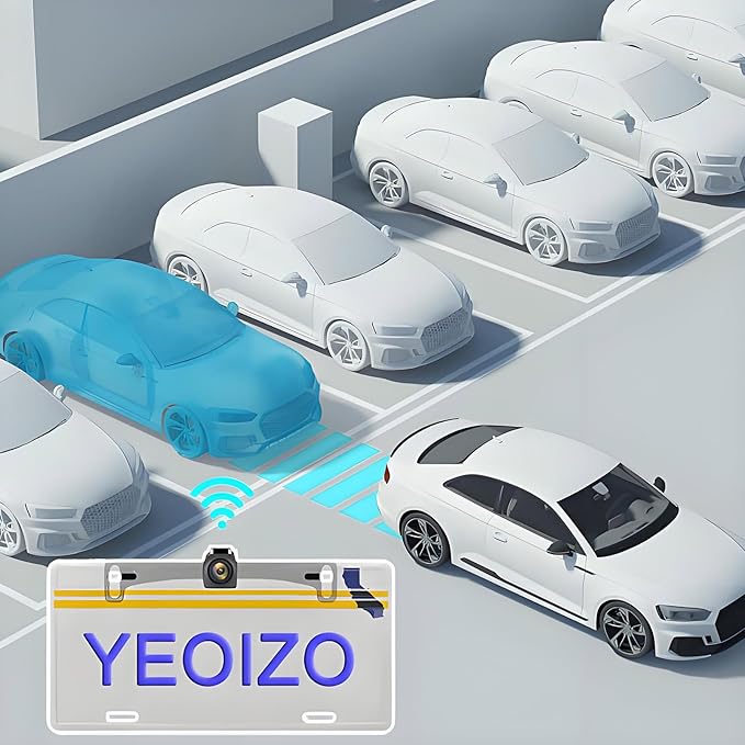 YEOIZO Wireless License Plate Backup Camera for Car/SUV - No Drilling WiFi HD 160° View, Waterproof Reverse/Rear View Camera with Real-Time Signal, Compatible iPhone/Android/iPad (Parking/Hitch Aid)