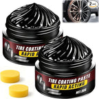 2Pcs Tire Coating Paste,Tire Polishing Paste,Car Tire Shine with Sponge,Long-Lasting Tire Dressing,Ceramic Tire Coating,Bring Back the Original Deep Black Shine to Rubber and Plastic
