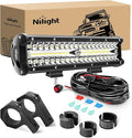 Nilight 12 Inch 300W LED Light Bar Triple Row Flood Spot Combo, Aluminum Housing, IP67 Waterproof, 30000LM, 2 Years Warranty