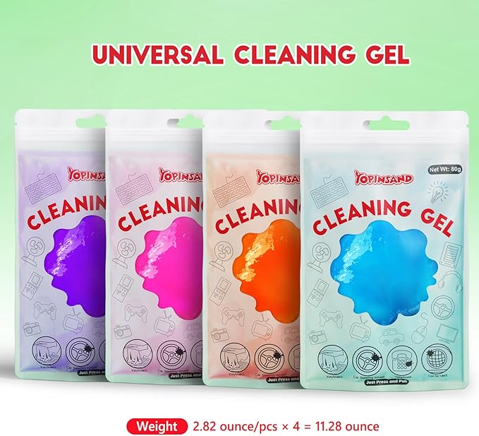YOPINSAND Car Cleaning Gel, 4 Pack Car Cleaning Putty, Universal Auto Deatiling Tools, Reusable Interior Cleaner for Car Keyboard Air Vent, Car Slime Cleaner Dust Cleaning Gel