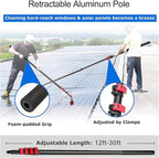 12ft-36ft Water Fed Pole Kit with Telescopic Brush for Window Cleaning, Car Wash & Solar Panels - Includes 20m Hose for Home & Commercial Use