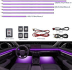Acrylic Car LED Ambient Light, Fiber Optic Interior Light Strip, 24 Million Types, Ambient Light KKT that Swings with The Melody of Music (RGB Color 6 in 1)