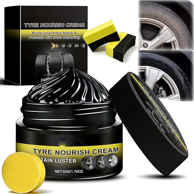 Tyre Nourish Cream, UV Protection and Waterproof Powerful Wheel Cleaning Refurbish Wax, 2026 New Tyre Nourish Cream Maintain Luster, Long-Lasting Tire Shine Gelfor for Car Tires (1PC)