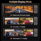 12" Rear View Mirror Camera, 3 Channel 4K Mirror Dash Cam Front, Inside and Rea1080P Camera, Smart Full Touch Screen Backup Camera for car, Dash Cam with WDR Camera,Night Vision,Free 64GB Card & GPS