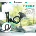 CHARGEWORX Adjustable Windshield Phone Mount for Cars, 14.75” Flexible Gooseneck Cell Phone Holder with Suction Cup, Anti-Slip Clamp Grip, 360-Degree Rotation for iPhone & Samsung