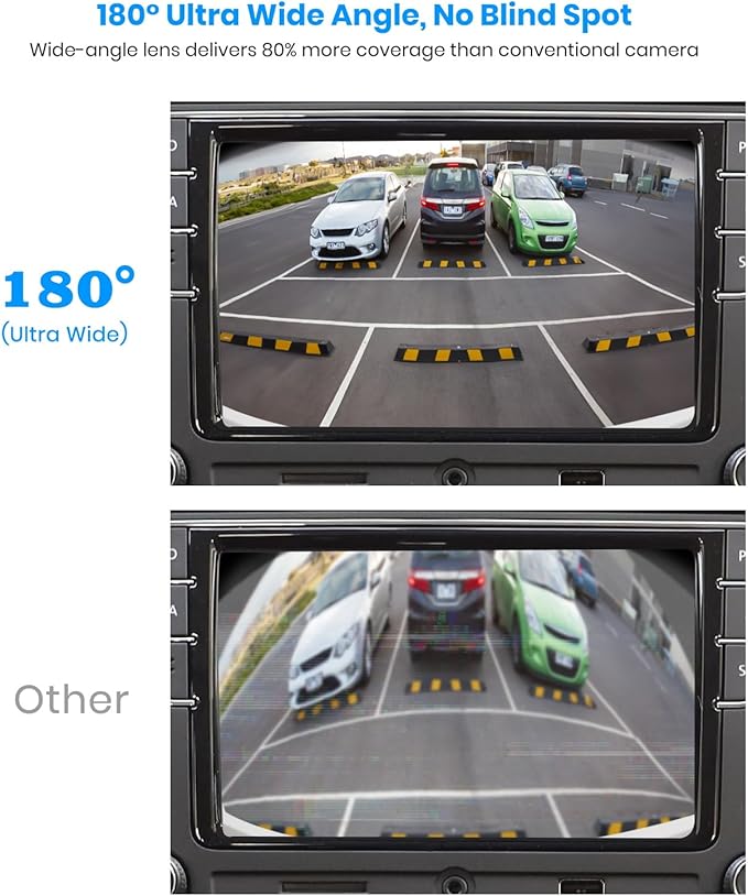 AUTO-VOX 180° Front/Backup Camera, OEM Mini Style, Screw-Free Easy Install, Side/Rear View Camera, IP69K Waterproof & 0.1Lux Low Light Back Up Camera for SUV/Pickup Truck/RV/Van/Camper/Car