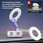 360° Rotatable Vacuum Magnetic Phone Holder, Foldable and Retractable Suction Cup Car Phone Mount for Car/Gym/Mirror/Smooth Surface, Compatible with iPhone Android and All Smartphones (White)