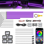 Acrylic Interior Car LED Strip Light with Wireless APP, RGB 18 in 1 with 175 inches 600 LEDs Fiber Optic Strip Lights for Car, Dynamic Chasing Sound Active Neon Car Ambient Lighting Kits