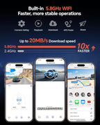 Coolcrazy 4K Dash Cam Front and Rear, STARVIS Sensor, Free 128GB Card Included, 5GHz WiFi-up to 20MB/s, Dual Dash Camera for Cars, Built-in GPS, G-Sensor, WDR/HDR Super Night Vision, 24H Parking Mode